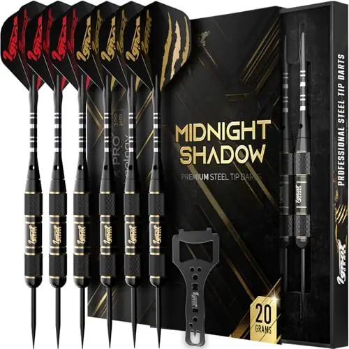 IgnatGames premium steel tip darts set with brass barrels and GlideXPro flights in a case