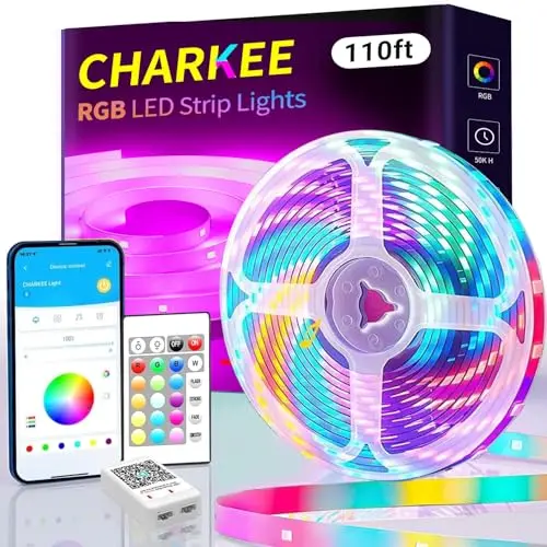 CHARKEE 110-foot RGB LED strip lights with app and remote control