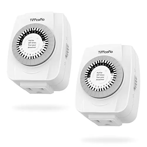 TiFFCOFiO compact indoor mechanical outlet timer in white