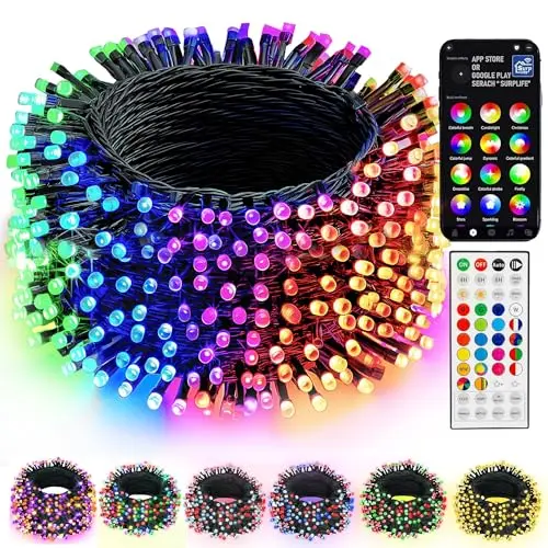 Dazzle Bright Smart Color Changing Christmas Lights wrapped around a Christmas tree